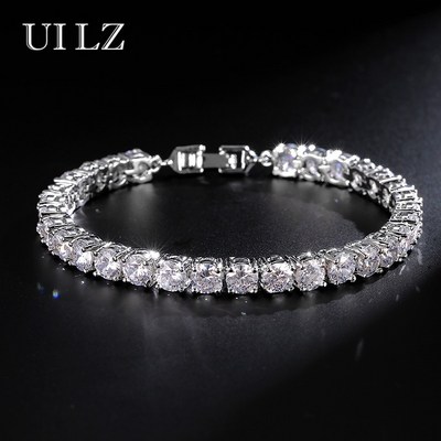 UILZ 지르콘 로마 신부 웨딩 팔찌 &amp; Bangles 힙합 쥬얼리 컷 5.0mm CZ 테니스 팔찌 여성/남성 파티 JMBP051|charm jewelry|tennis brac