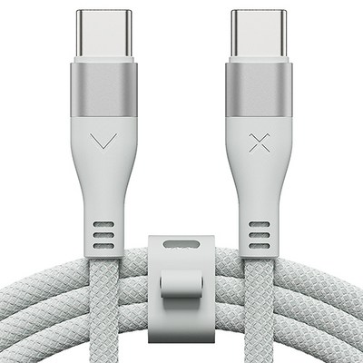  빅쏘 우븐 패브릭 단선방지 USB C to C 타입 PD 60W 고속 충전 아이폰 갤럭시 케이블, 1개, 그레이 민트, 2m 