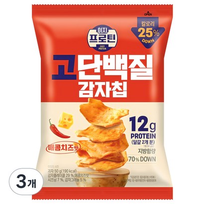 롯데웰푸드 이지프로틴 고단백질 감자칩 매콤치즈맛  3개 - 기타과자 리뷰후기