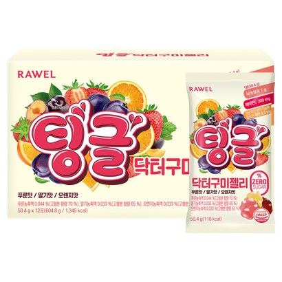 팅글 닥터구미젤리 제로슈가 푸룬맛 + 딸기맛 + 오렌지맛, 12개, 50.4g