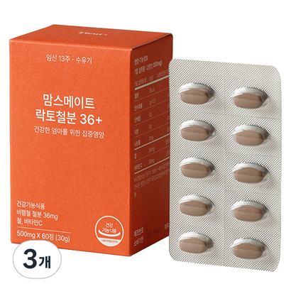 티읕 맘스메이트 락토 철분 36+ 30g, 60정, 3개