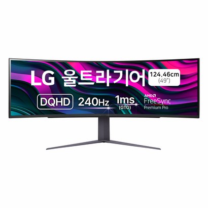 LG전자 123.8cm DQHD 울트라기어 게이밍 커브드 모니터, 49GR85DC