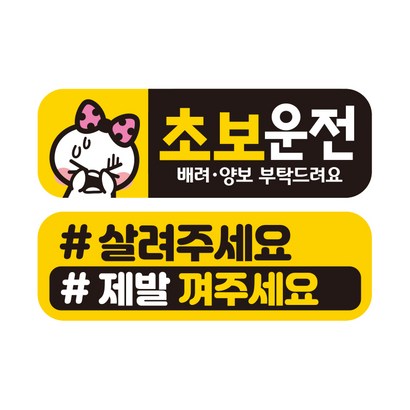 제제데코 초보운전 자동차 탈부착 자석 고휘도 반사 스티커 시트지 미디엄 E230 EC008  EC048