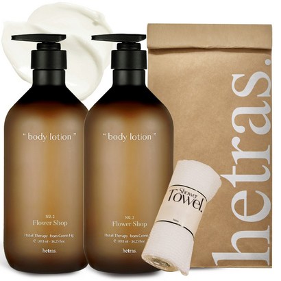 헤트라스 호텔 테라피 대용량 바디로션 2개+고급샤워타올, 플라워샵, 2개, 1013ml