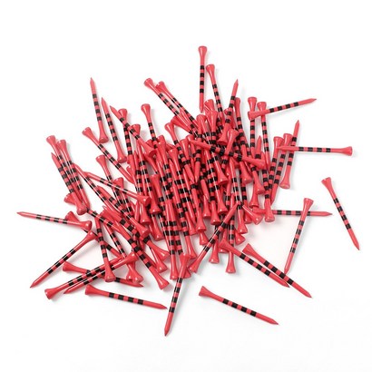 라운딩 우드 골프 롱 티 대나무 나무 꽂이  100개 RED