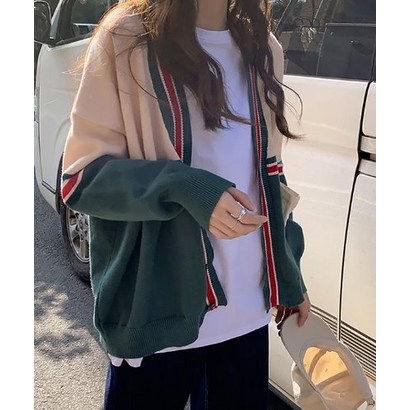 V넥 배색가디건 리뷰후기