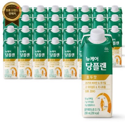 대상 뉴케어 당플랜 호두맛 200ml X 30팩 완전균형 영양식 당뇨환자용 [원산지:상세설명에 표시], 0.2l