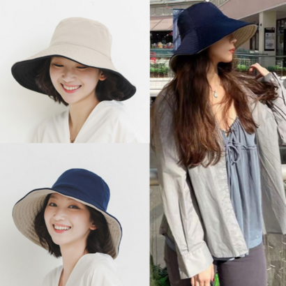여성 봄 여름 창 넓은 와이드 벙거지 모자 자외선차단 나들이 야외활동 패션 햇빛가리개