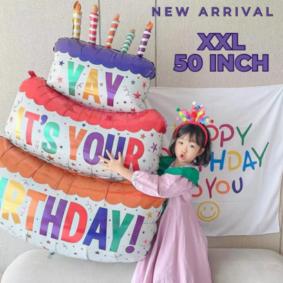 KING SIZE 팽창된 생일 케이크 풍선 생일 파티 장식 사진 소품 장식 분위기 배경 레이아웃 축하 장식 실내 장식 테마 장식 파티 장식 용품, 1개