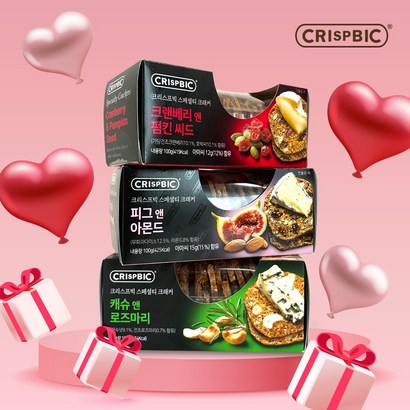 크리스프빅 스페셜티 크래커 3종세트, 3개, 100g