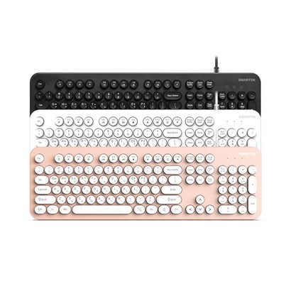 스마텍 레트로 멤브레인 유선 일반형 키보드, 화이트, STK-2100