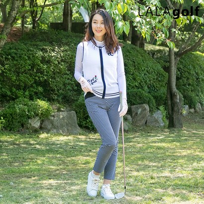 [라라골프] 여성골프웨어 하운즈 팬츠 여름바지 골프팬츠_스판바지_쿨링바지