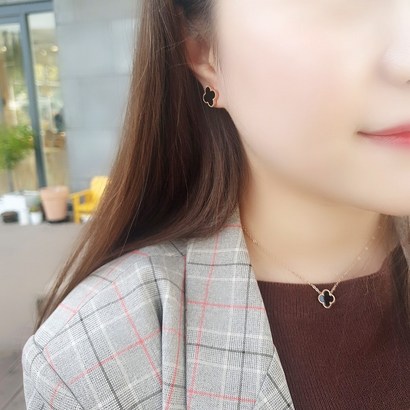 [세트 ]오닉스 자개 에폭시 네잎클로버 친구 우정 학생 생일선물 귀걸이 목걸이 리뷰후기