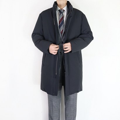 바쏘옴므 22FW 블랙 기본핏 프리미엄 구스다운 점퍼 정장 코트