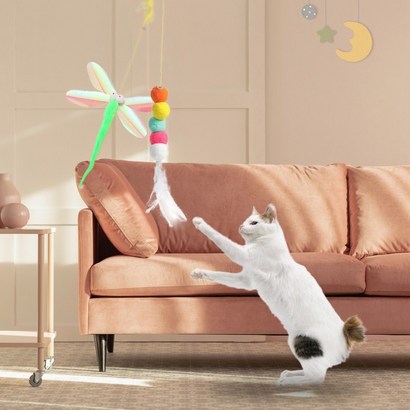 냥이마트 고양이 셀프 낚시대 고양이 흥미유발 장난감 천장 접착형