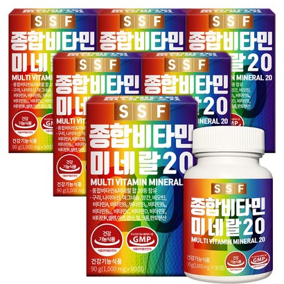 순수식품 종합비타민 미네랄 20종 멀티비타민 6박스(총18개월분), 90정, 6개