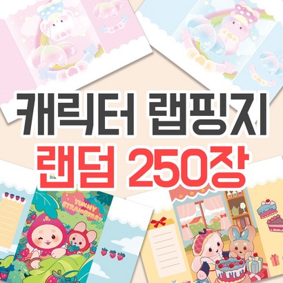 귀여운 캐릭터 다꾸 랜덤박스 랩핑지 25권 250장 포장지 이벤트 다꾸