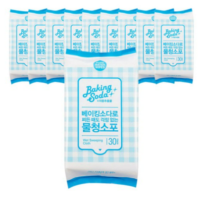퓨어썬데이 베이킹소다 물걸레 청소포 30매 프리미엄체크 일반형 중