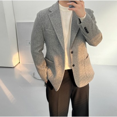 남성 울 블레이져 겨울 캐주얼 두꺼운 자켓 마이 3Coor