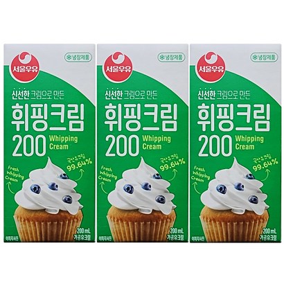 서울우유 휘핑크림, 200ml, 3개