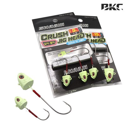 BKC 백경 스웨긴 크러쉬 갈치 지그헤드 SG-116 야광 풀치 역지그 웜키퍼, 3g, 1개