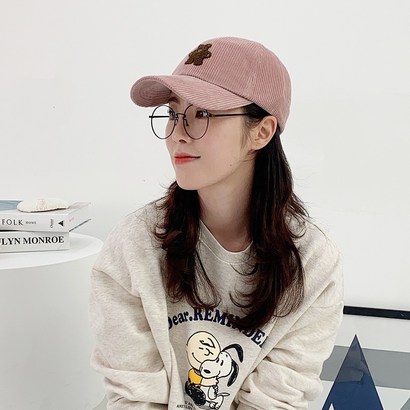 [나이스캣] 뽀글이 곰돌이 볼캡 남자 여자 야구모자 코듀로이 겨울모자