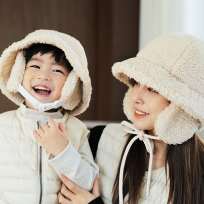 BAY-B 겨울 방한 뽀글이 양털 벙거지 털 모자 귀달이모자 아동성인