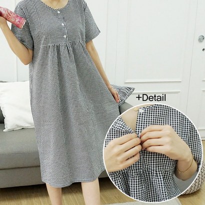 [코지데이] 데일리 체크 코튼 롱원피스 홈웨어 리뷰후기