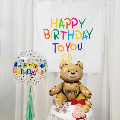 올리브파티 생일파티용품 현수막 포스터옹브레 풍선곰돌이풍선생일안경생일모자 패키지