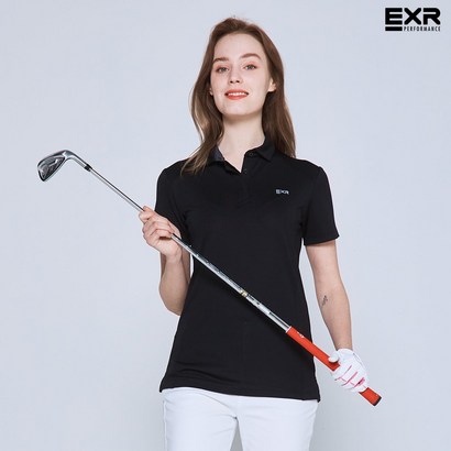 [EXR] 여성 베이직 에디션 카라 티셔츠 블랙
