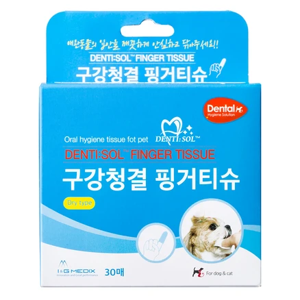덴티솔 애견용 핑거티슈 드라이타입, 30개