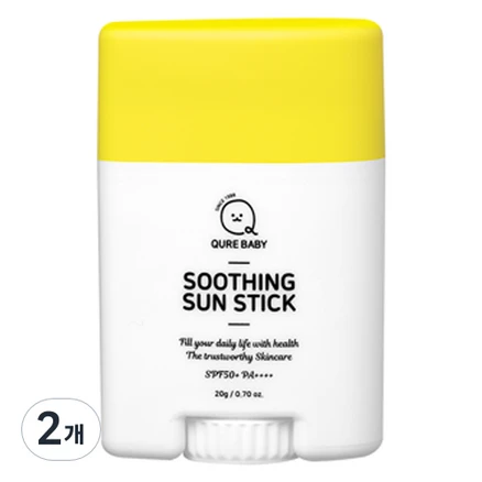 큐어베이비 수딩 선스틱 SPF50+ PA++++, 2개, 20g