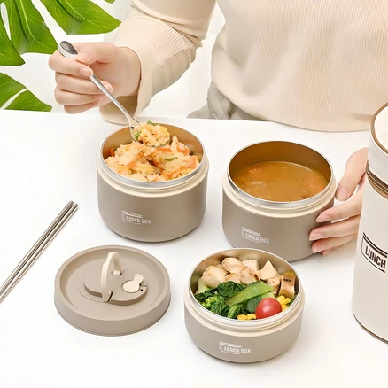 스피세프 휴대용 304 스텐 도시락통 전자레인지 도시락, 1개, 브라운3단