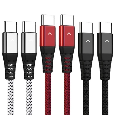베리어 100W LED PD C to C타입 고속충전 케이블 3개입, 1.2m, 혼합색, 1세트