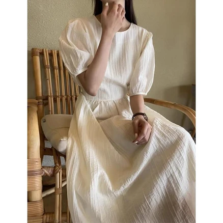 로로희 라운드넥 Free 롱 회색 원피스