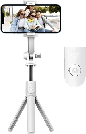 하마다 무선 삼각대 회전형 블루투스 휴대폰 셀카봉, PR-BSS100(화이트), 1개