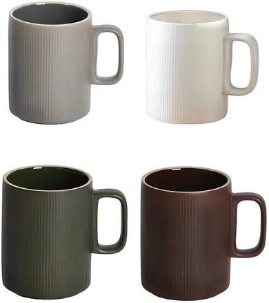 윤도자기 차곡 머그컵 380ml 4종 세트, 혼합색상, 1세트