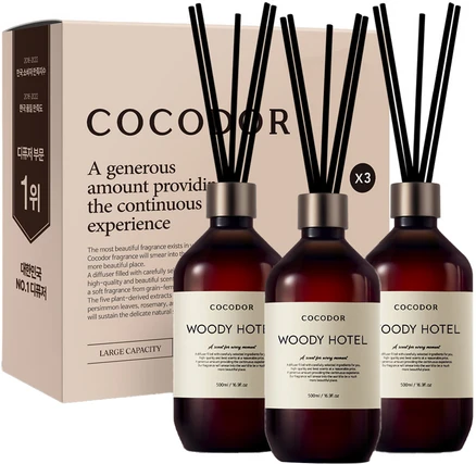 코코도르 프리미엄 디퓨저 선물세트 500ml, 우디호텔, 3개