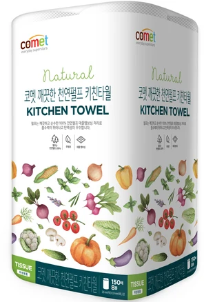 코멧 깨끗한 천연펄프 키친타월, 150매, 8개