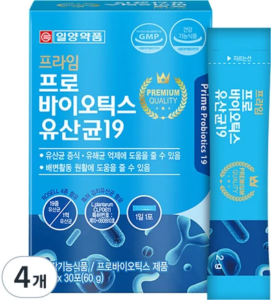 일양약품 프라임 프로바이오틱스 유산균19, 60g, 4개
