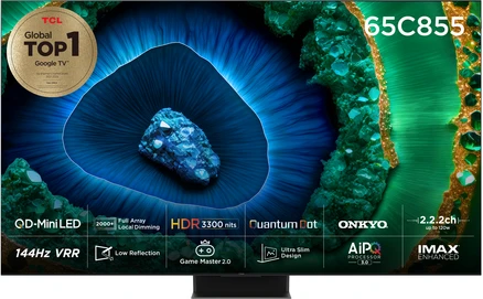 TCL 4K UHD QD Mini LED 스마트 TV, 164cm(65인치), 65C855, 스탠드형, 방문설치