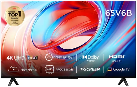 TCL 4K UHD HDR 스마트TV, 164cm(65인치), 65V6B, 스탠드형, 방문설치