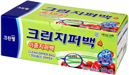 크린랲 크린 이중지퍼백, 대(L), 100개입, 1개