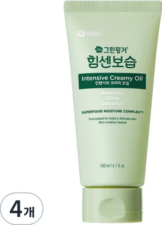 그린핑거 힘센보습 인텐시브 크리미오일 유아 크림, 180ml, 4개