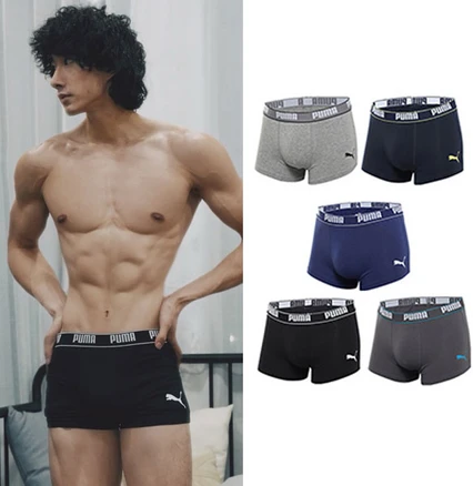 푸마바디웨어 남성용 면스판 드로즈 팬티 5종 세트