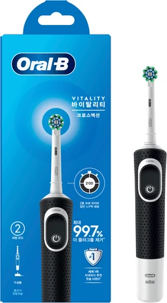 오랄비 바이탈리티 크로스액션 전동칫솔, D100, 블랙, 1개