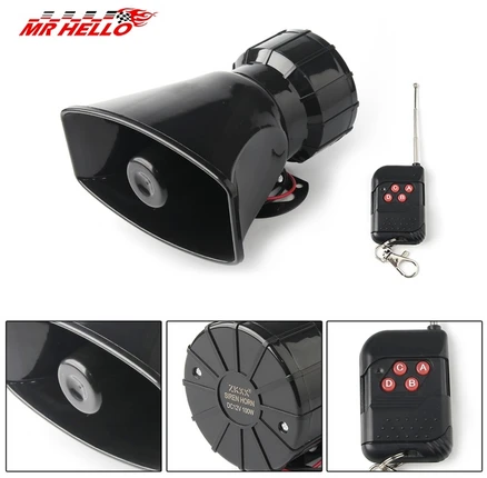 car ccessories 12v 7 소리 130db 무선 전자 사이렌 시끄러운 자동차 경고 경보 경찰 화재 혼, 1개