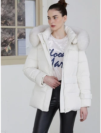 에고이스트 아이보리 시그니쳐 시크 벨티드 구스 다운 EP4TD502