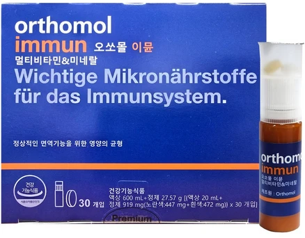 정식수입정품 동아제약 국내배송 (정품) 오쏘몰 이뮨 멀티비타민 미네랄 20ml + 919mg x 30개입 (1박스) 연예인 비타민, 30회분, 1개