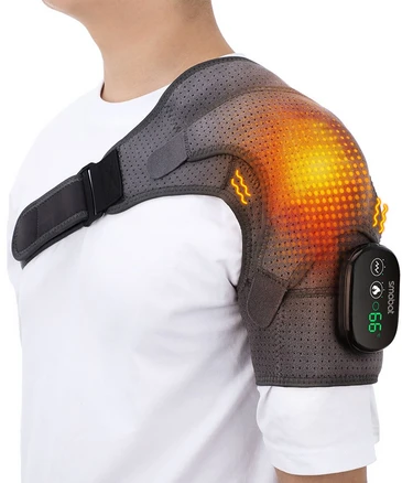 어깨보호대 어깨마사지기 스포츠 어깨보호대 진동마사지기 안마기 온열 남자 여성 좌우 통용, 1개, 블랙